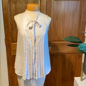 LOFT chiffon pleated tie blouse